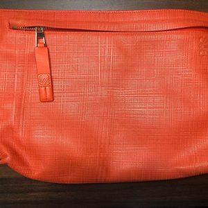 Authentic Orange Loewe T Pouch Calfskin